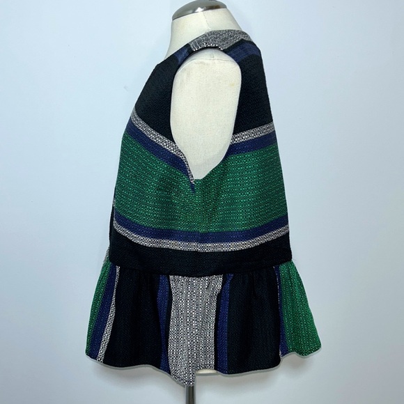 Anthropologie Corey Lynn Calter Sleeveless Top Stripe Peplum Trim XL - Picture 4 of 9